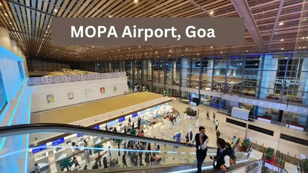 Interior of Goa Mopa Airport terminal with modern architecture